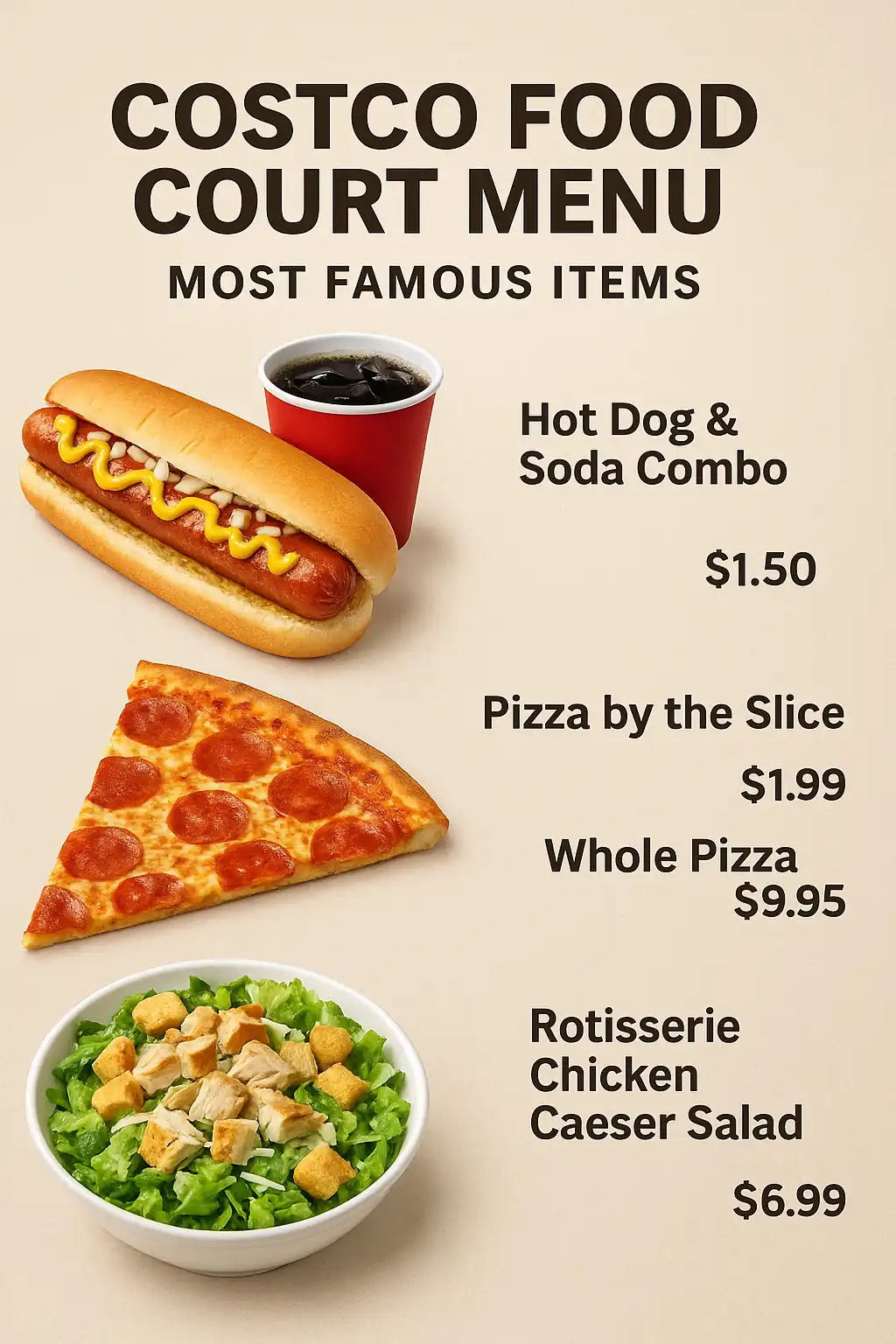 Costco Food court Menu Most Famous Items